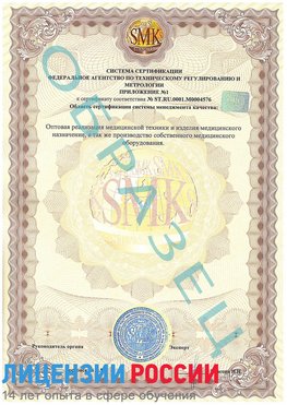 Образец сертификата соответствия (приложение) Чудово Сертификат ISO 13485